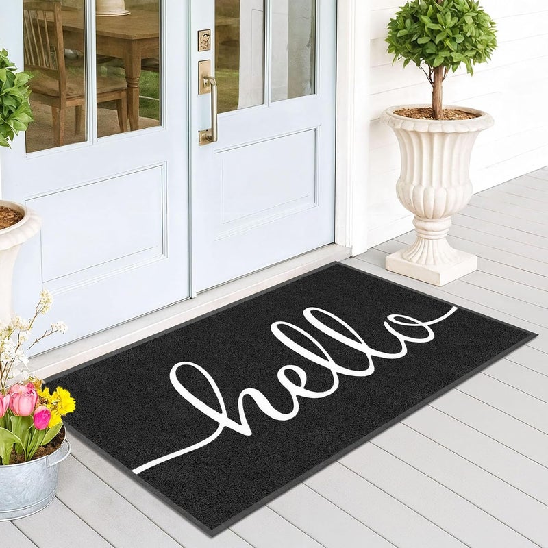 EARTHALL Funny Hello Mats Outside/Inside 59"x35", Front Door Mat Outdoor Entrance, Indoor Outdoor Mats for Home Entrance, Funny Doormat Outside/Inside Entrance, Front Porch Decor for Farmhouse - Image 1